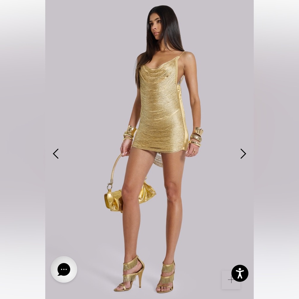 Jaded London Lavinia Backless Fringe Mini Dress in Gold - Picture 3 of 12